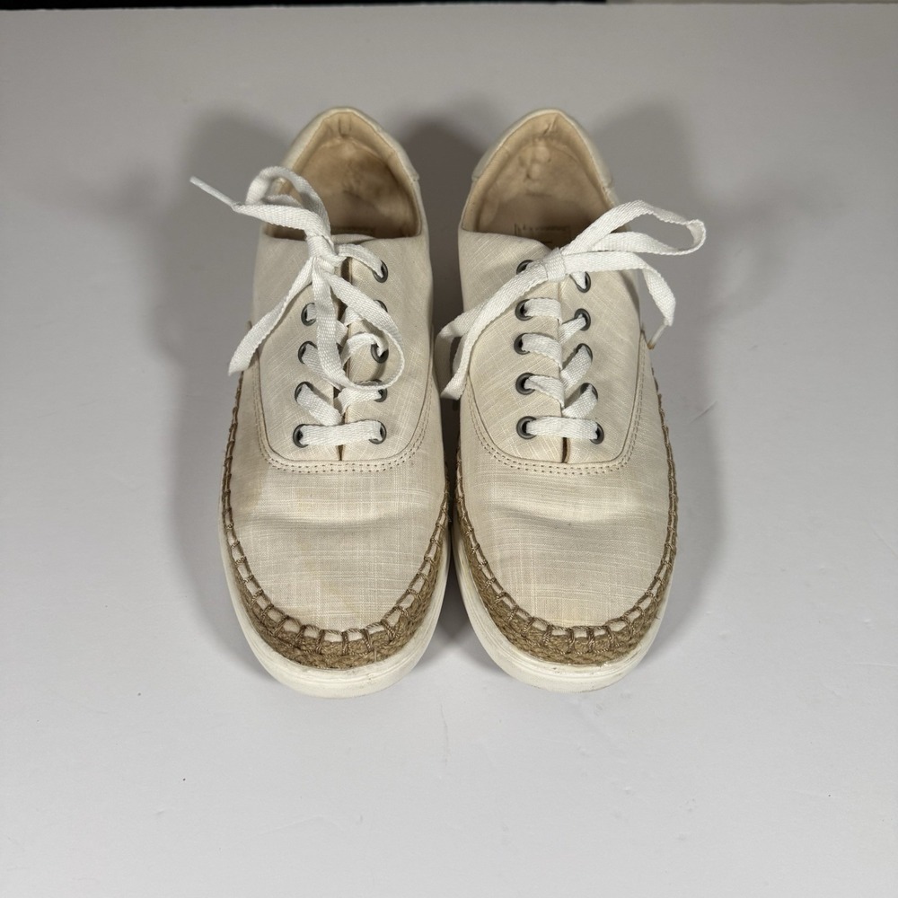 UGG Linen Canvas Lace-Up Espadrille‎ Sneakers Women's Size 9 Cream Beige